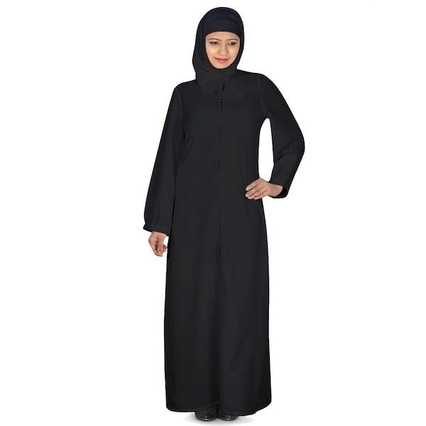 MyBatua Simple Plain Black Kashibo Abaya, Muslim Women Long Formal And Casual Wear Gown, Islamic Clothing, Jilbab, Jalabiya, AY-010