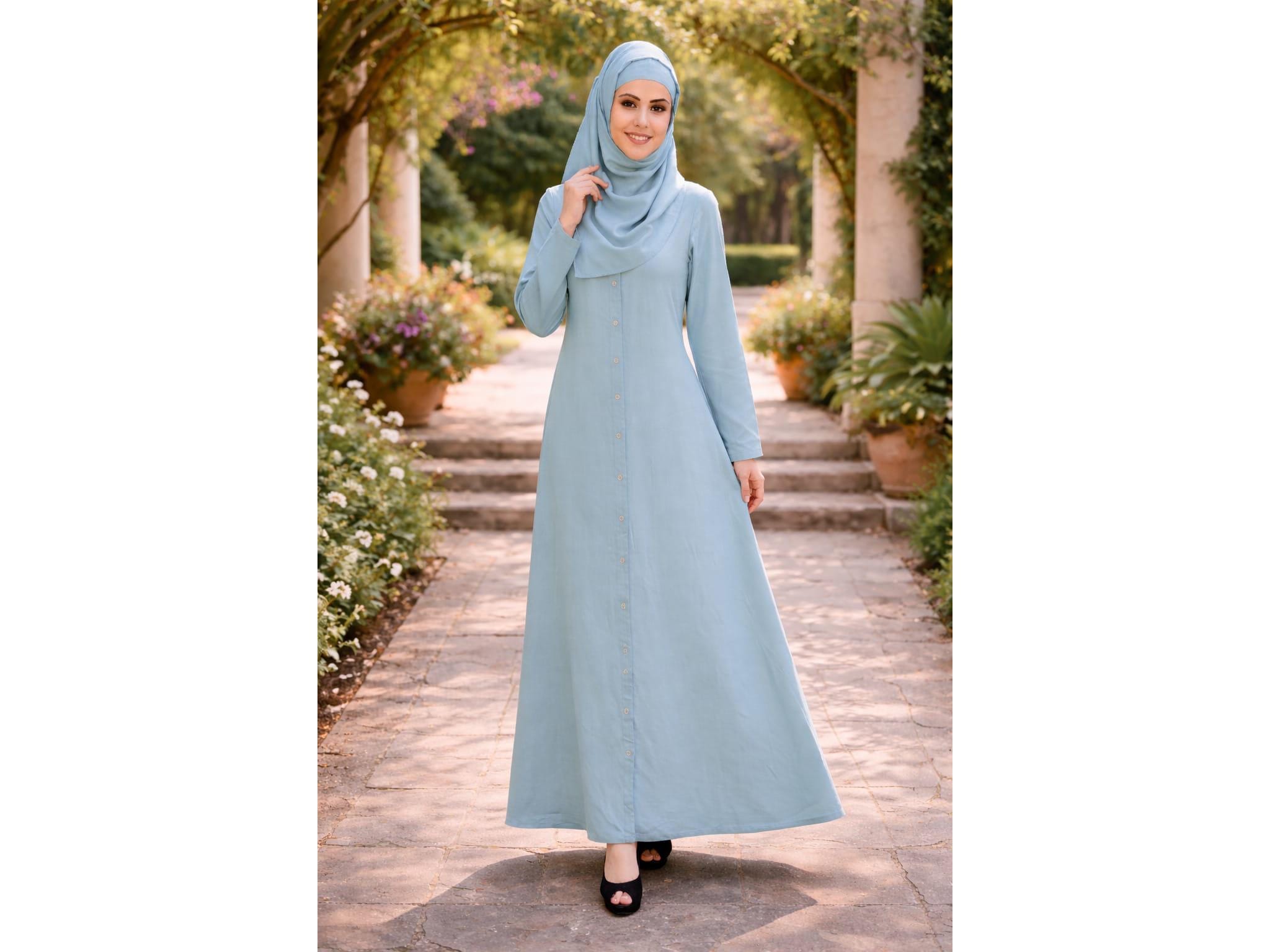 hijab with sky blue dress Light Blue Chiffon Hijab main image 0