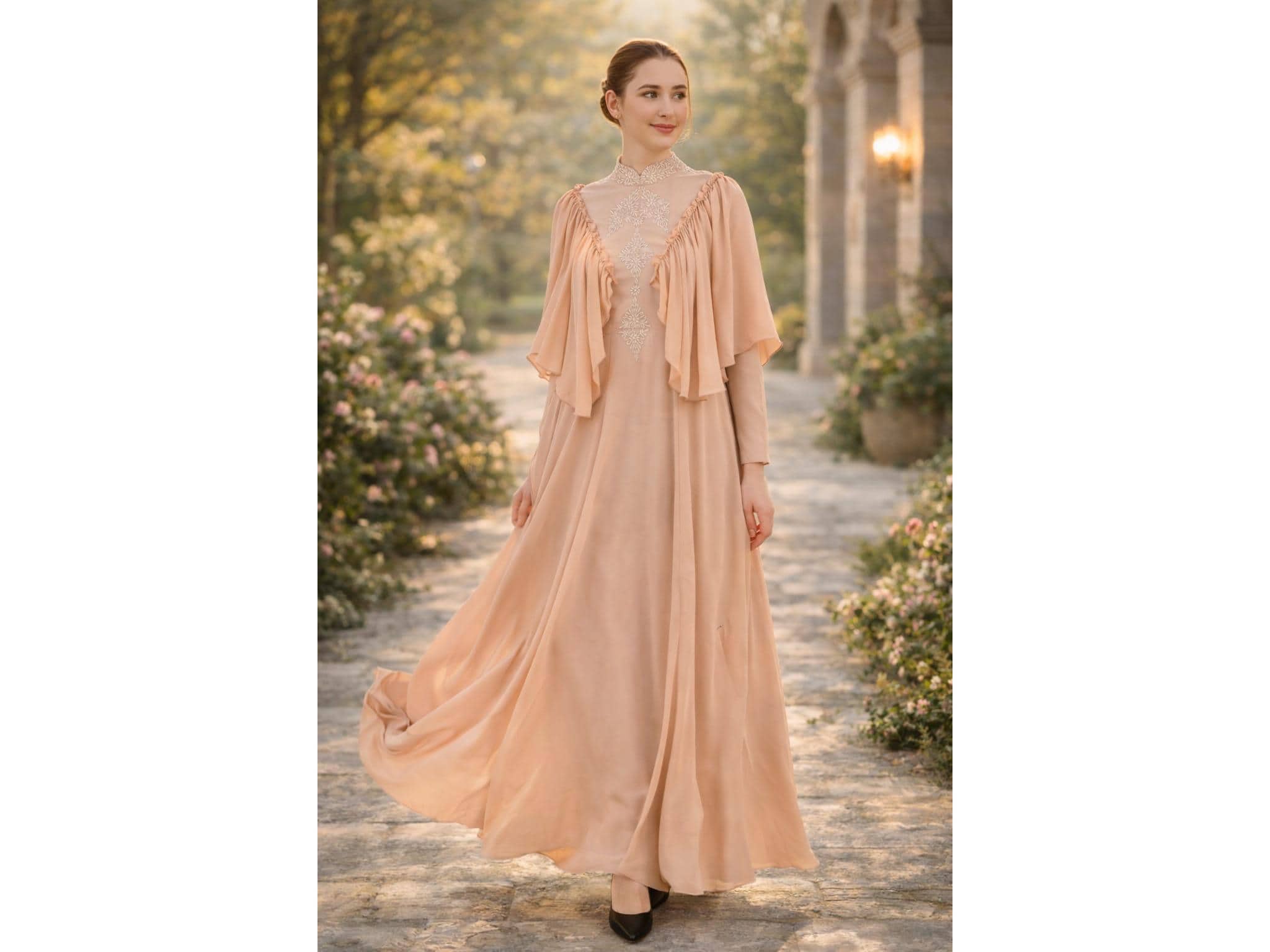 slim fit dress slacks Jillian Maxi Dress - Peach | Strapless Elegance main image 1