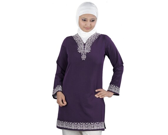 Buy Frock Style Purple Semi Stitched Indian Kurti Tunic Online for Women in  USA