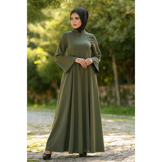 olive green abaya dress The Abaya Set
