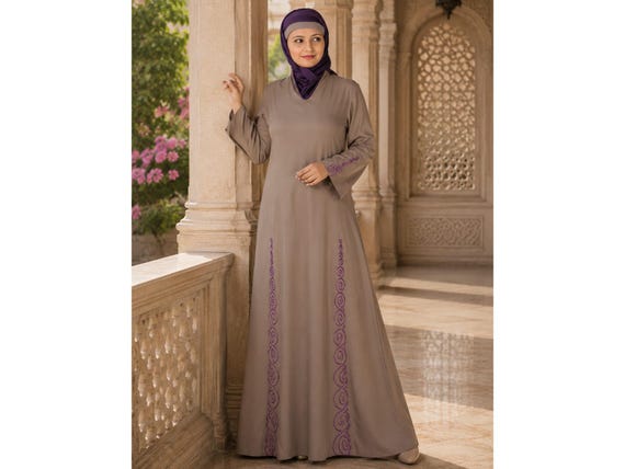 islamic long dress Saudi Arabian Muslim Women's Modest for Eid Dubai Solid Color Arabic Abaya Women's Muslim Long Dress, Casual