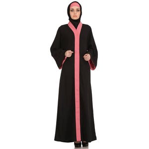 MyBatua Muslim Traditional Black Polyester Simple Abaya, Formal & Casual Wear Dubai Gown, Islamic Women Clothing, Jilbab, Jalabiya, AY-520