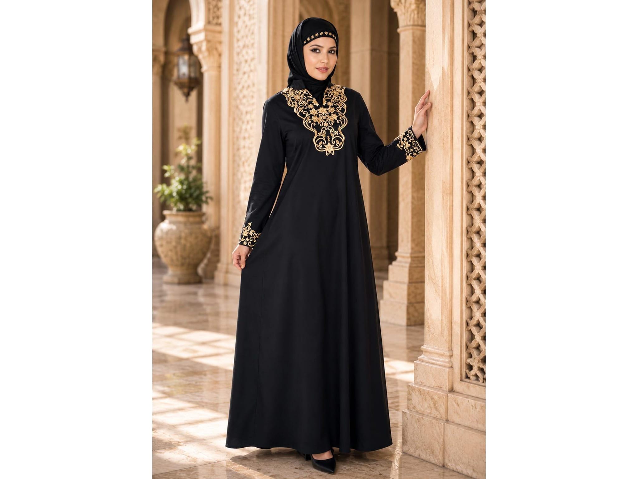 cotton abaya dress Muslim Women Feather Sleeve Nylon Cotton Abaya Dress