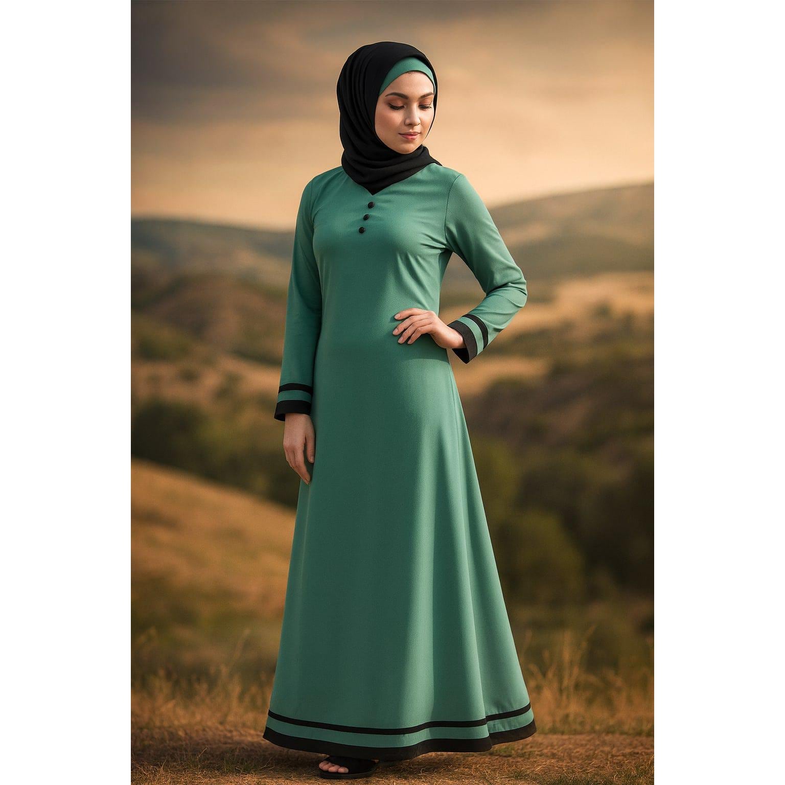 Sage Green Muslim Dress - Etsy