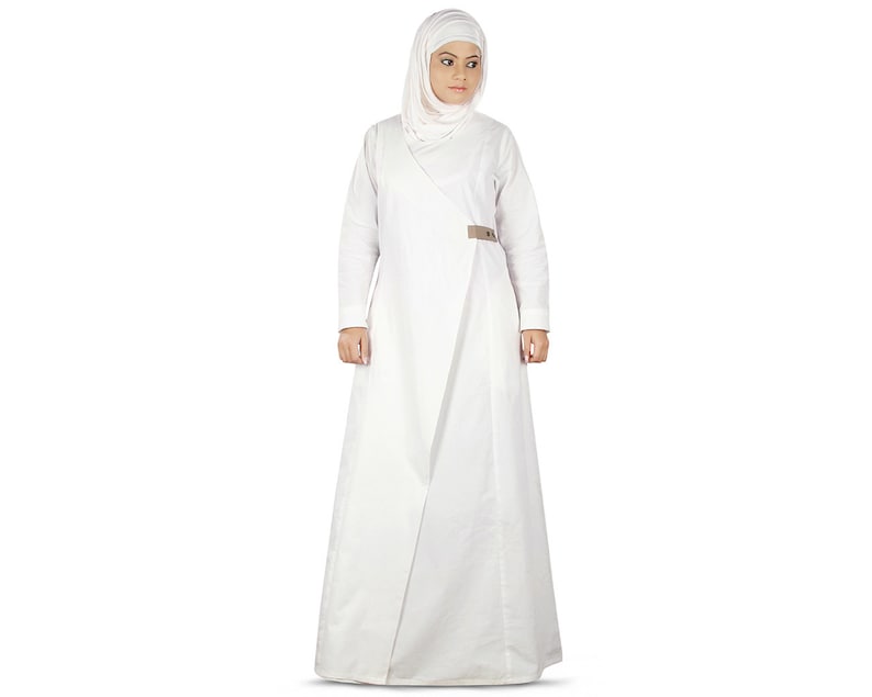 MyBatua Muslim Women White Cotton Abaya, Burqa, Trendy Traditional Hajj And Prayer Gown, Islamic Clothing, Jilbab, Jalabiya, AY-361 image 1