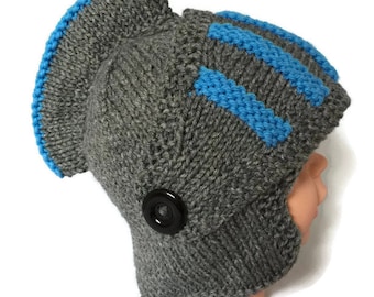 Children's knitted knight hat/helmet