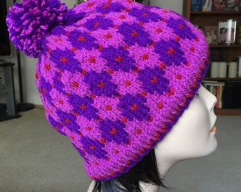 Knitted Winter Hat, Pompom Hat,