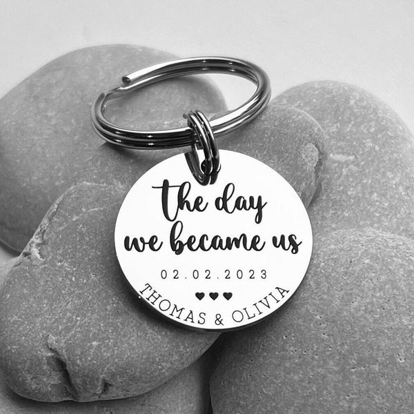 The day we became us keyring - Couple Gift - Valentines Day Gift Idea - Gift for Him Her - Anniversary Gift - Gift for Valentines Day