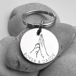 Porte-clés pour chien High Five - Cadeau pour chien pour papa - Porte-clés personnalisé pour papa - Cadeau du chien - Cadeau chien - Cadeau pour lui - Idée cadeau unique
