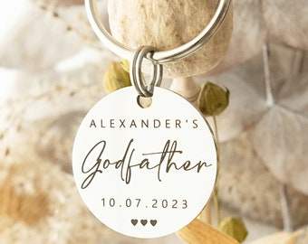 Godmother Gift - Godfather Keyring - Personalised Godparent Gift - Baptism Keyring - Christening Gift - Christening Gift for Girls Boys