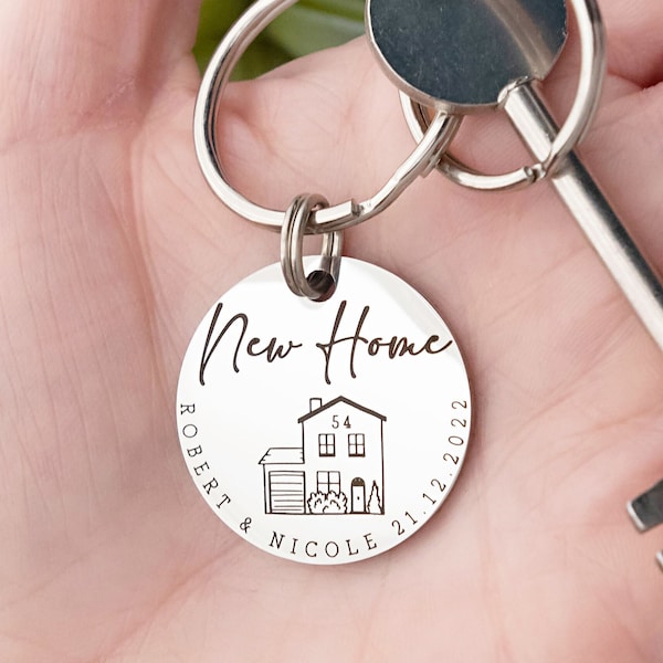 New Home Gift - Cadeau voor nieuw huis - First Home Keyring - Matching Gift - Housewarming Present - Moving in Gift - Gepersonaliseerde sleutelhanger