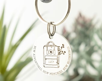 Travel Gift - Adventures Gift - Personalised Keyring - New Home Keyring - Backpack - Travelling Gift - Leaving Gift - New Start Keyring