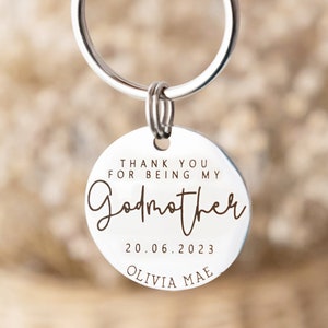 Thank you for being my Godmother - Godmother Gift - Gift for Godfather - Christening Gift - Baptism Gift - Personalised Keyring - Keychain