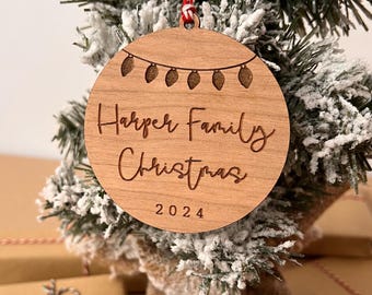 Personalised Engraved Christmas Tree Decoration, Baubles with name, Wooden Decoration, Hanging Christmas Decoration, Christmas Ornament