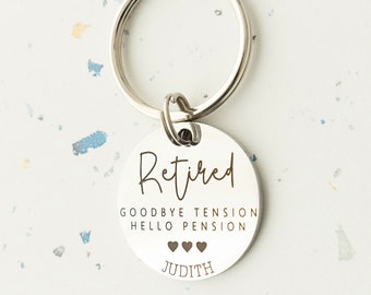 Retirement Gift, Personalised Retirement Gift, Retired Keyring, Retired Keepsake, Leavers Gift, Engraved Keychain, Gift for Colleague
