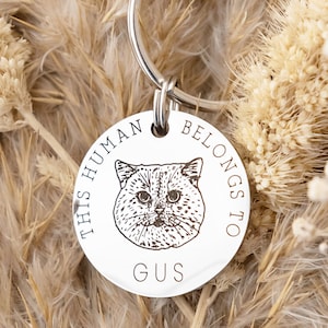 Cadeaux chat, Anniversaire de chat, Cadeaux chat pour homme, Cadeau pour amoureux des chats, Cet humain appartient à, Cadeau chaton, Carte d'anniversaire de chat, Charm chat, Papa de maman chat