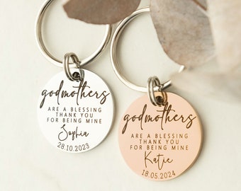 Personalised Godmother Keyring, Custom Engraved Keychain, Godmother Gift, Baptism Gift, Keepsake Key Holder Gift, Baptism Keepsake, Special