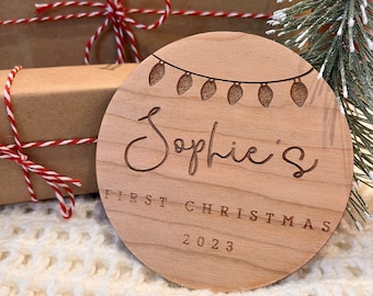 Baby's First Christmas Photo Prop - Social Media Prop Christmas - Personalised Baby Disc - Nursery Decor - Engraved Baby's First Christmas