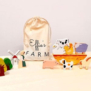 Personalised Wooden Toy - Farm Stacker - Stacking Toy for Boys and Girls - Farm Toy - Children's Toy - Wooden Baby Toys - Gift for Toddler