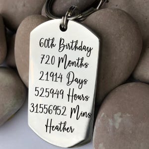 60th Birthday Gift - 60th Birthday - Birthday Gift - Gift for 60th - Birthday Present - Personalised Keyring - Personalized Keychain - 60