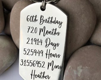 Presente de 60º aniversário - 60º aniversário - Presente de aniversário - Presente para 60º - Presente de aniversário - Chaveiro personalizado - Chaveiro personalizado - 60