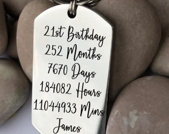 21st Birthday Gift - 21st Birthday - Birthday Gift - Gift for 21st - Birthday Present - Personalised Keyring - Personalized Keychain - 21