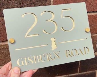 House Sign Acrylic with Dog, Door Sign, House Sign, Address Sign, Dog, New Home Gift, Sign For House, Number Sign, House Plaque, House Decor