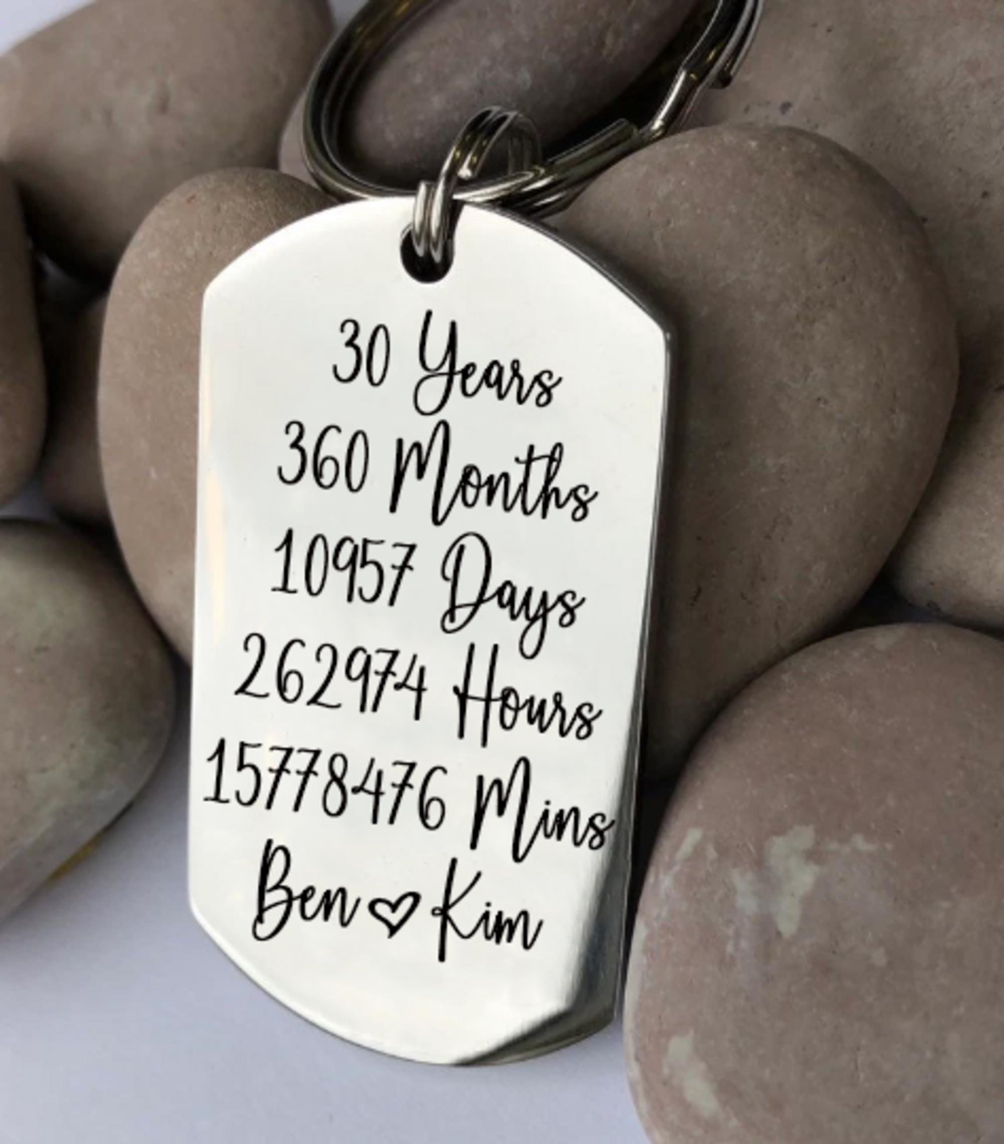 30th Anniversary Keyring - Personalized Keychain - Wedding Ideas - Couple Gift - Gift for Wife - Personalised Anniversary - Date Keyring