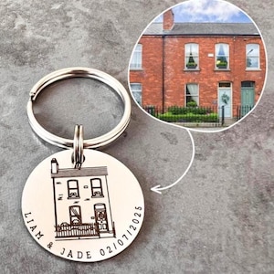 Custom House Keyring - New Home Gift - Gift for First Time Buyer - Custom Drawing - Keyring for New Home - Personalised New Home Gift