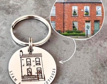 Custom House Keyring - New Home Gift - Gift for First Time Buyer - Custom Drawing - Keyring for New Home - Personalised New Home Gift