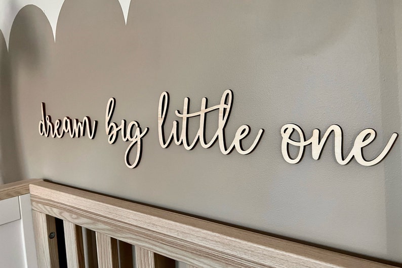 Dream big little one sign Nursery Decor Sign for Nursery Wall Art Nursery Plaque Kids Bedroom Sign Home Decor Wooden Sign zdjęcie 4