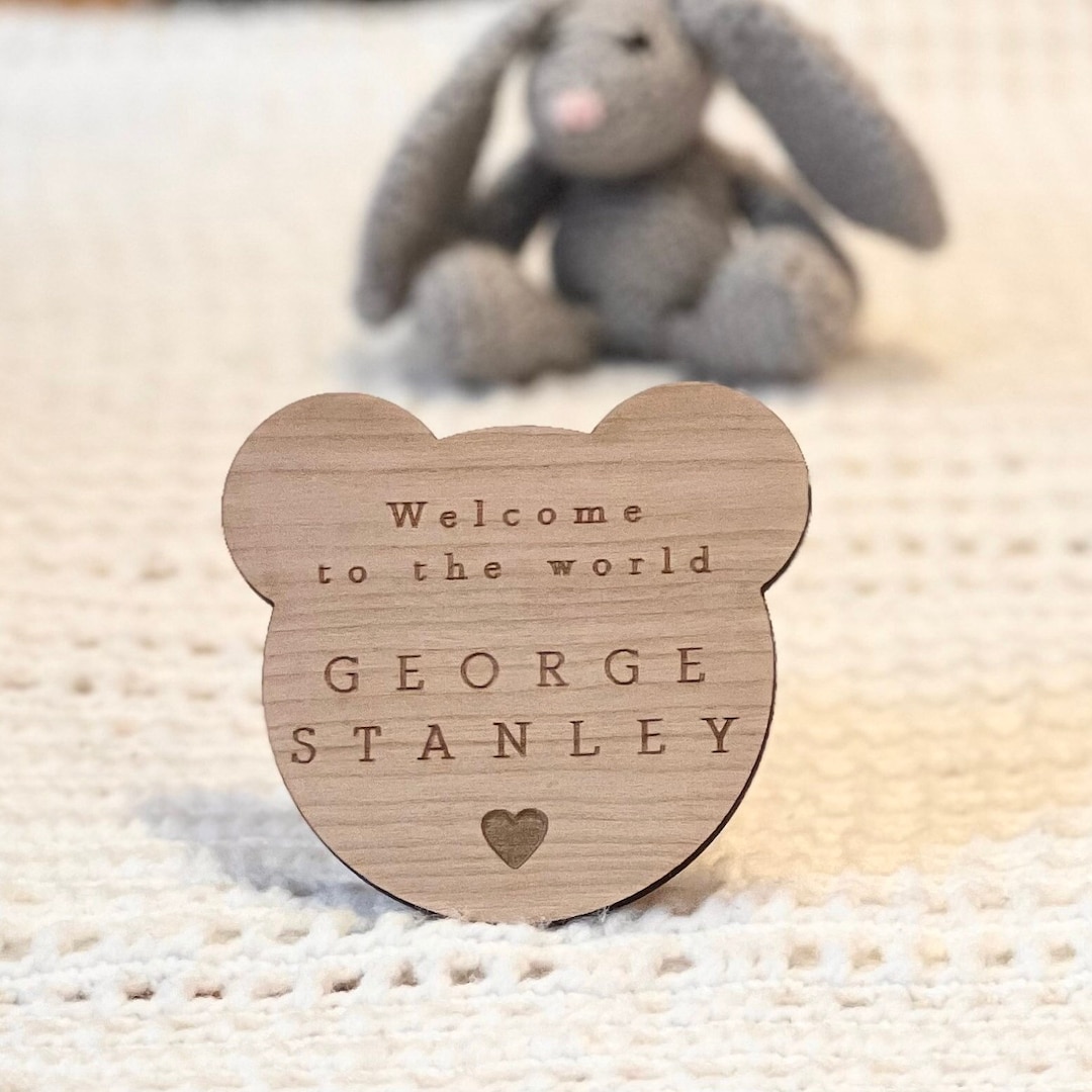 Welcome to the World Sign - Personalised Baby Arrival Sign - Teddy Bear ...