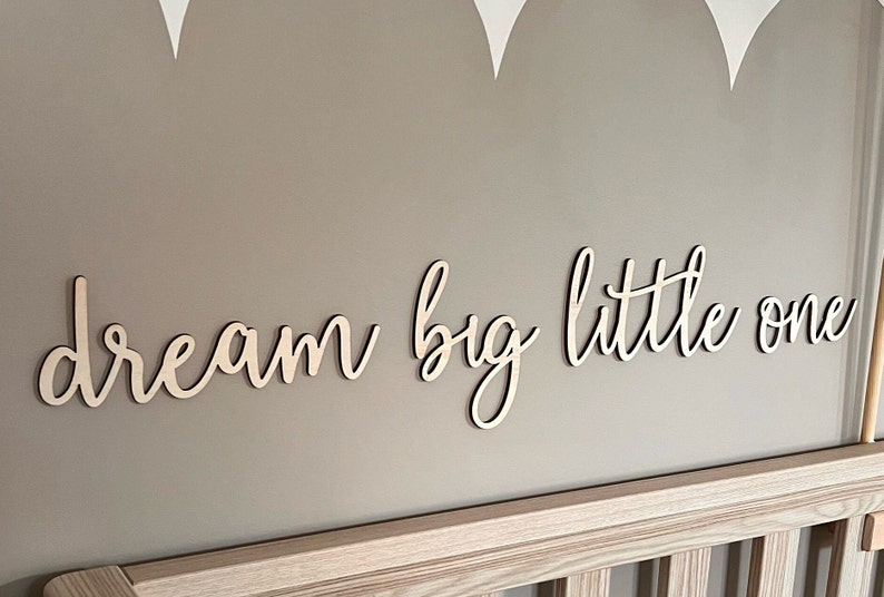 Dream big little one sign Nursery Decor Sign for Nursery Wall Art Nursery Plaque Kids Bedroom Sign Home Decor Wooden Sign zdjęcie 5