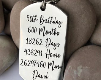 50th Birthday Gift - 50th Birthday - Birthday Gift - Gift for 50th - Birthday Present - Personalised Keyring - Personalized Keychain - 50