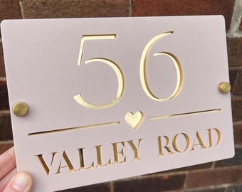 Acrylic House Sign with Love Heart, Door Sign, House Sign,Address Sign, New Home Gift, Sign For House, Number Sign, House Plaque,House Decor