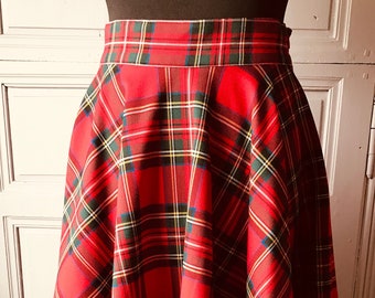 Rockabilly tartan skirt / vintage retro style tartan skirt / hand-sewn tartan skirt / 50s style tartan skirt / designer skirt