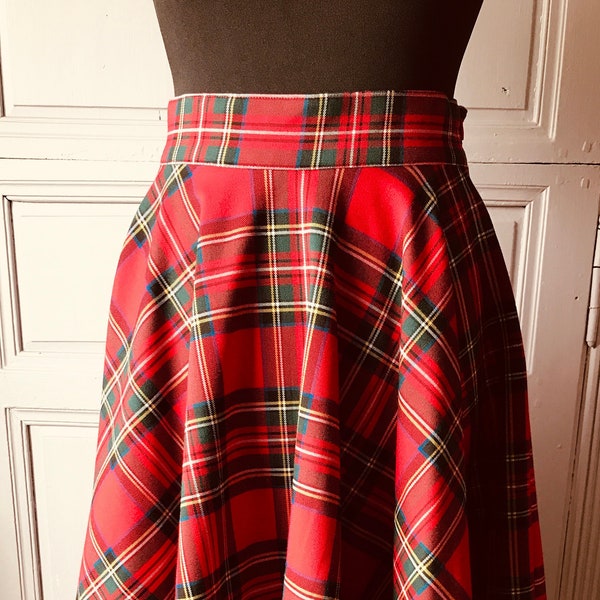 Jupe tartan rockabilly / jupe tartan style rétro vintage / jupe tissu écossais cousue main / jupe tartan style années 50 / jupe créateur