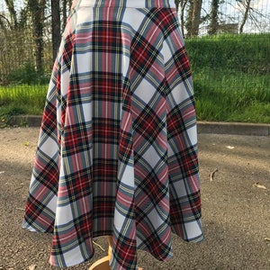 Red and white tartan skirt / Scottish fabric skirt / vintage retro style skirt / hand-stitched circle skirt / rockabilly skirt image 3
