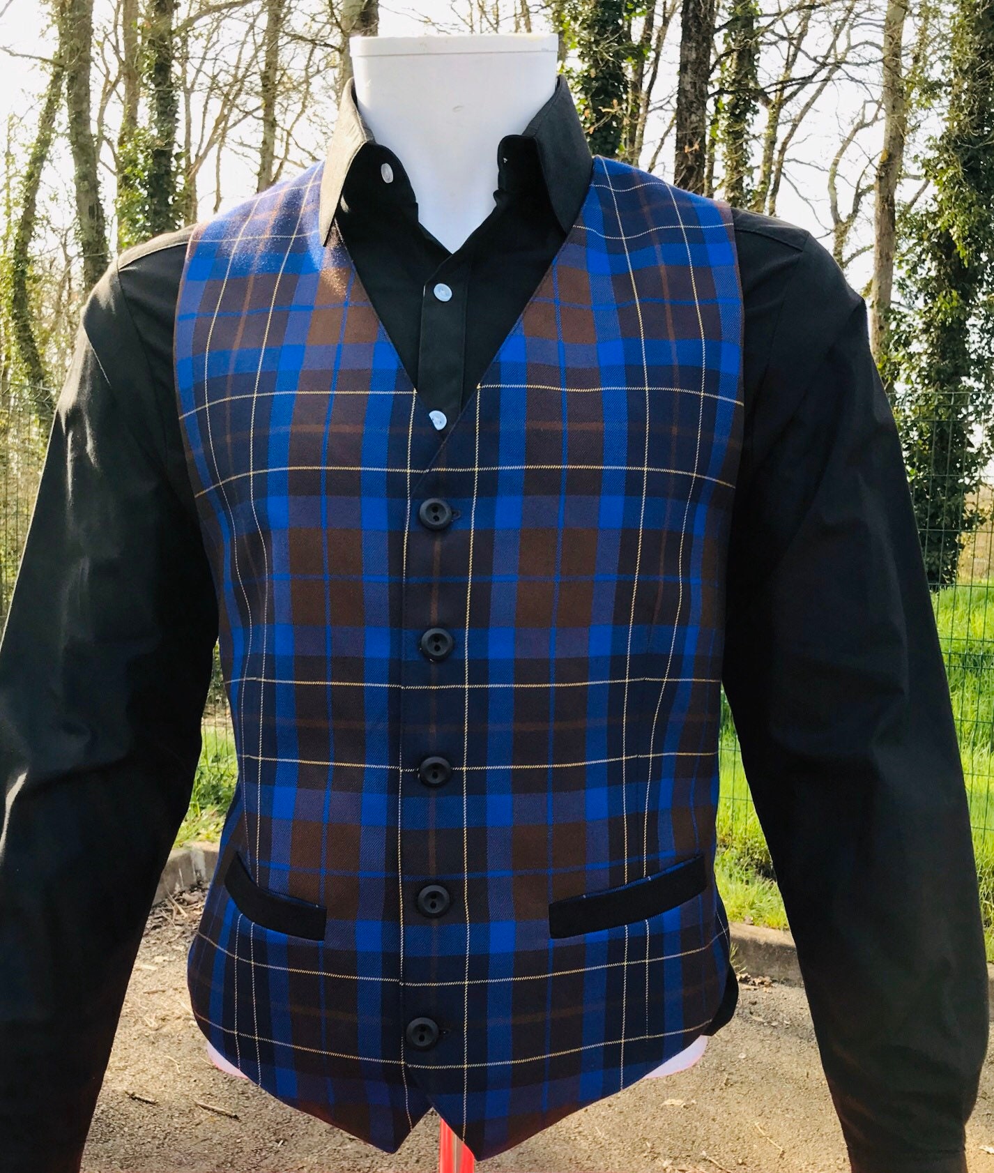 Gilet tartan homme hot sale