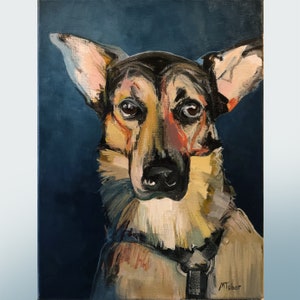 Dog portrait, dog painting- special story behind, german shepherd