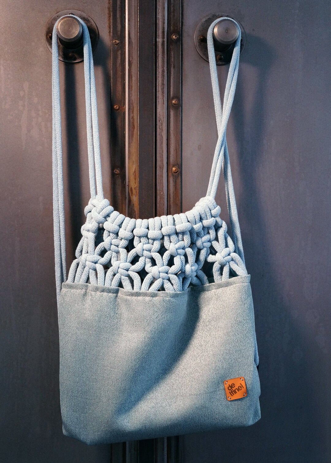 Unique Macramé Backpack Light Blue Handmade - Etsy