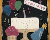 Celebrate Birthday or Anniversary Quilt Block Pattern for 8 quot Square, for quilt rack or wall hanging, for seasonal crazy quilt