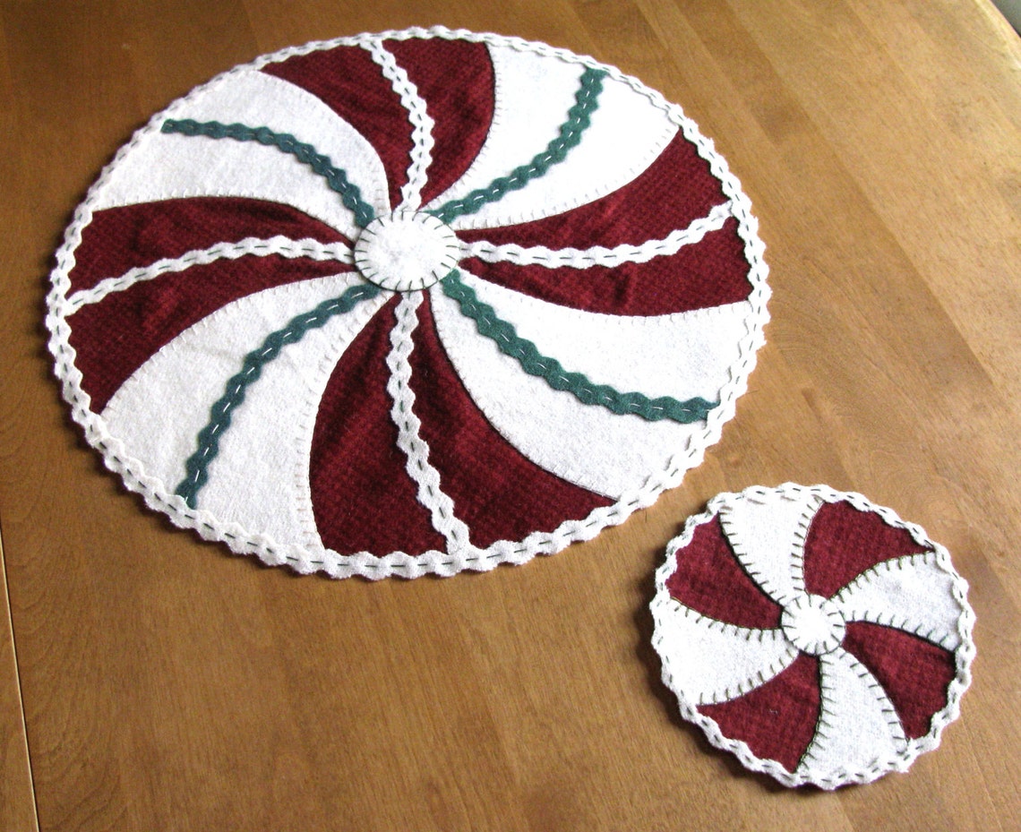 Peppermint Candy Mat Pattern, Wool Applique, Table Mat, Tree Skirt Etsy