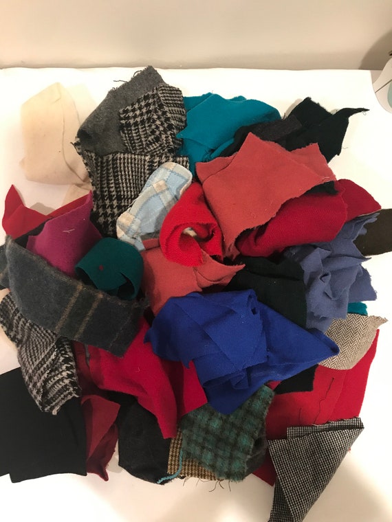 Felted Wool Applique Scrap Bag; 1 Gallon Bag of Felted Wool pieces for applique, fiber arts and rug hooking
