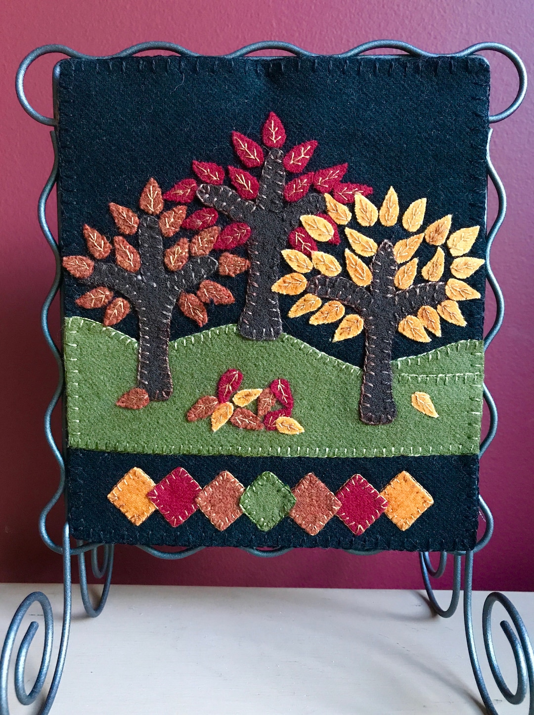 The Three Trees Wool Applique PATTERN for Banner for 6