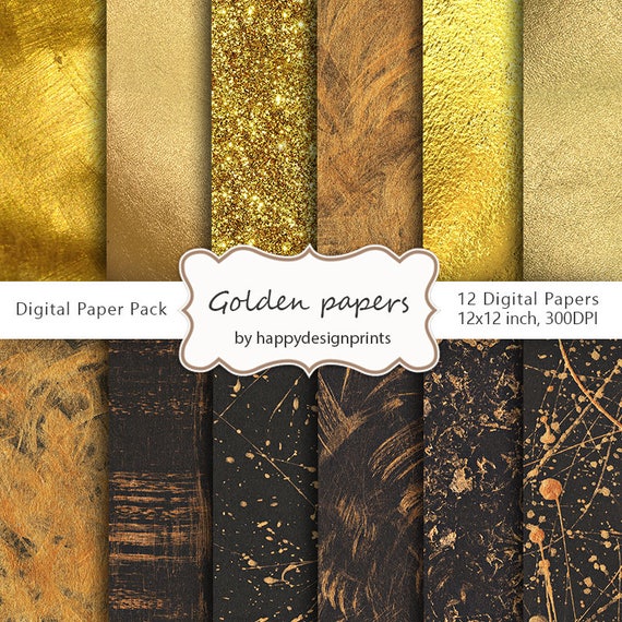 Metallic Gold Texture Digital Paper Pack of 12 300dpi Etsy