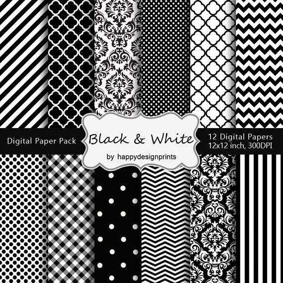 Schwarz Weiss Muster Texturen Digitalem Papier Packung Zu 12 Etsy
