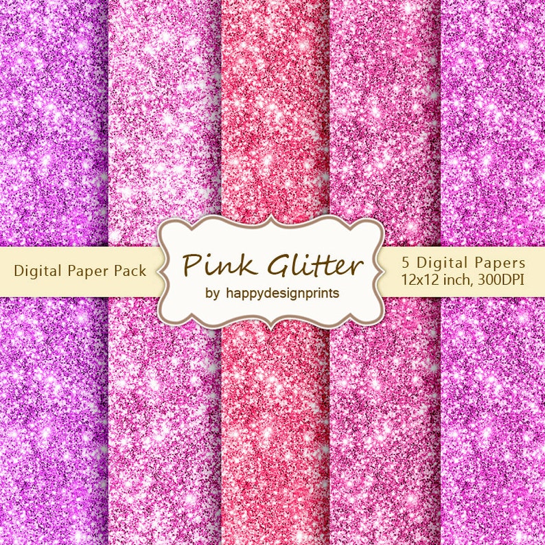 Download Pink Glitter Texture Digital Paper Pack of 5 300dpi | Etsy