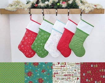 Christmas Stocking with Blank Cross-Stitch Cuff | You Pick | Snowed In Set | Quilted and Fully Lined | ORIGINAL  Style